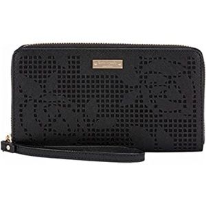 Kate Spade Black Leather Rose Wallet
